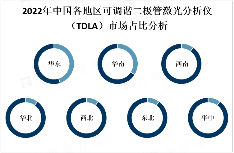 2022年中国各地区可调谐二极管激光分析仪（TDLA）市场占比分析