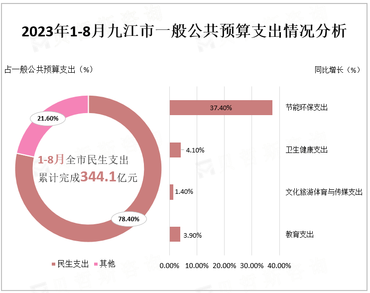 2023年1-8月九江市一般公共预算支出情况分析