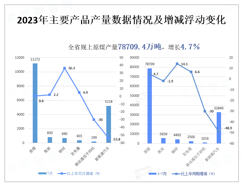 2023年主要产品产量数据情况及增减浮动变化