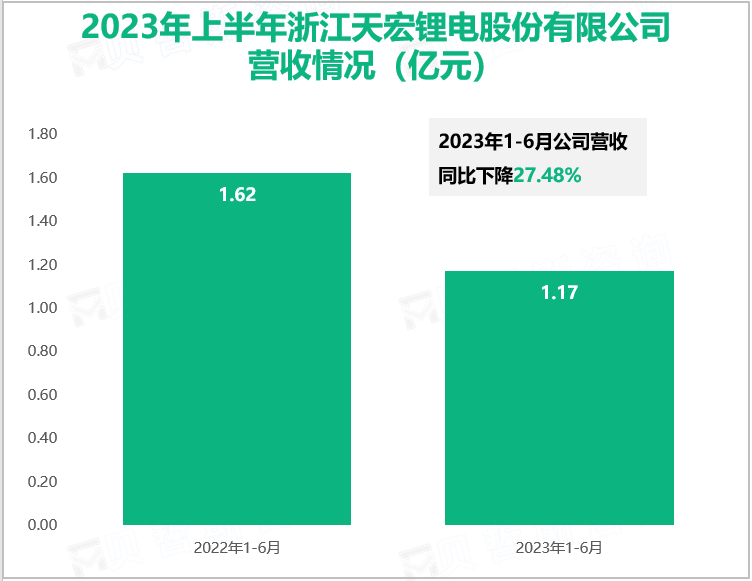 2023年上半年浙江天宏锂电股份有限公司营收情况（亿元）