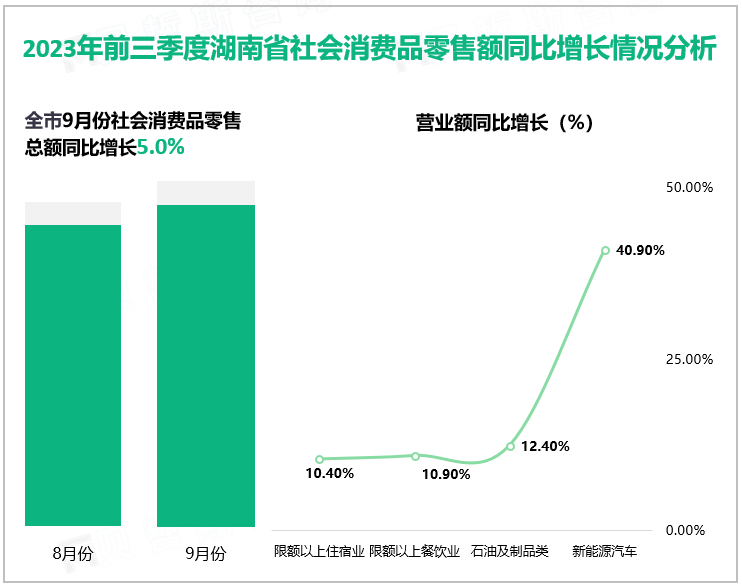 2023年前三季度湖南省社会消费品零售额同比增长情况分析