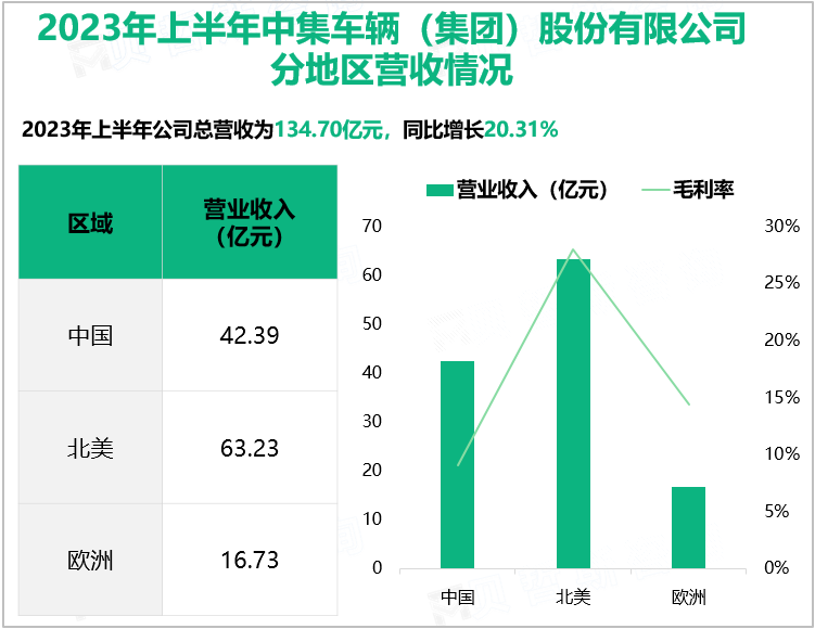 2023年上半年中集车辆（集团）股份有限公司分地区营收情况