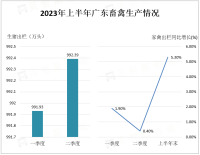 2023年上半年广东生猪出栏1984.32万头，同比增长4.5%