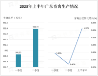 2023年上半年广东生猪出栏1984.32万头，同比增长4.5%