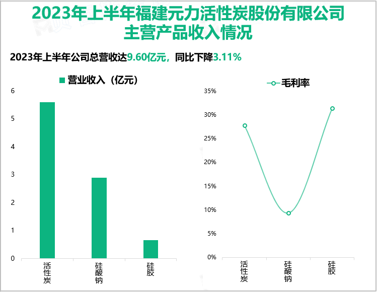 2023年上半年福建元力活性炭股份有限公司主营产品收入情况