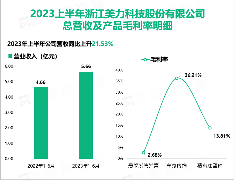 2023上半年浙江美力科技股份有限公司 总营收及产品毛利率明细