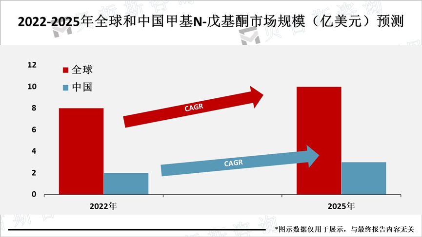 2022-2025年全球和中国甲基N-戊基酮市场规模（亿美元）预测