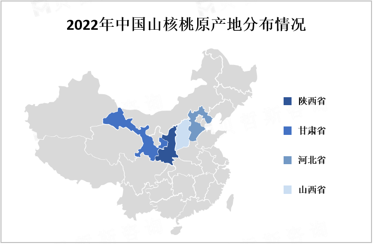 2022年中国山核桃原产地分布情况