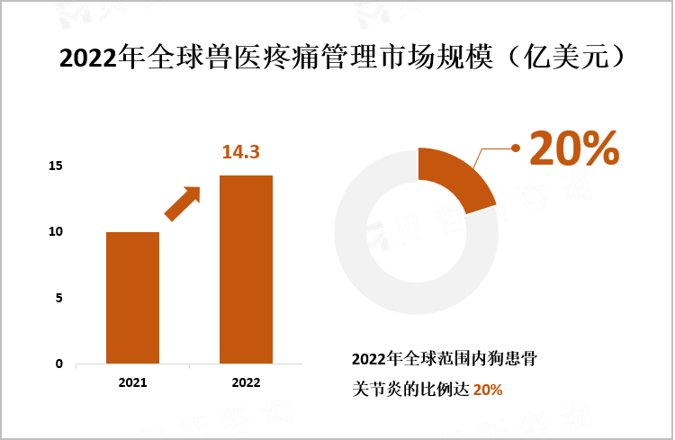 2022年全球兽医疼痛管理市场规模（亿美元）