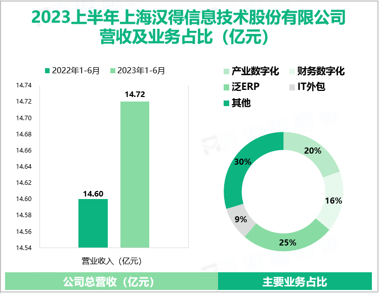 2023上半年上海汉得信息技术股份有限公司 营收及业务占比（亿元）