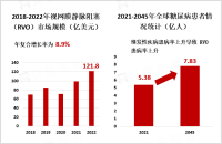继发性疾病患病率上升导致 RVO 患病率上升，2022年全球视网膜静脉阻塞（RVO）市场规模达121.8亿美元

