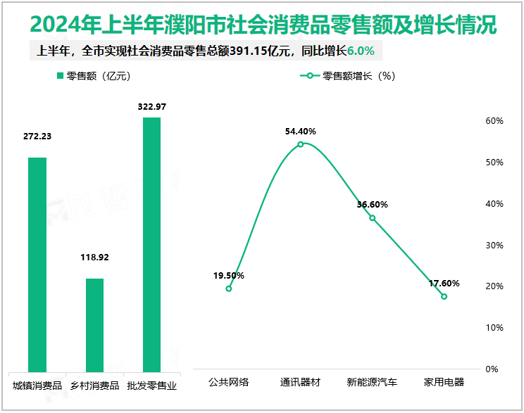 2024年上半年濮阳市社会消费品零售额及增长情况