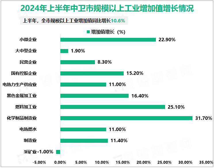 2024年上半年中卫市规模以上工业增加值增长情况