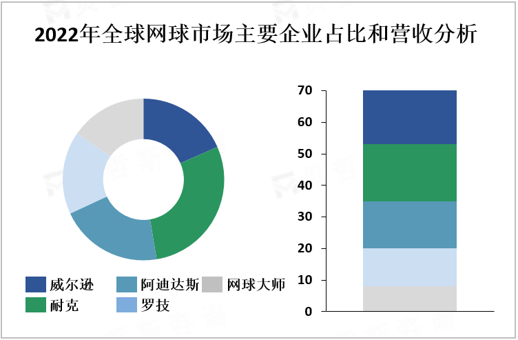 2022年全球网球市场主要企业占比和营收分析