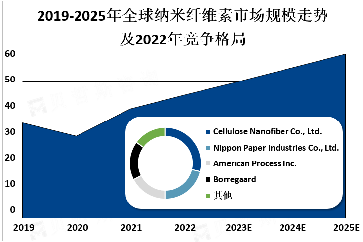 2019-2025年全球纳米纤维素市场规模走势及2022年竞争格局