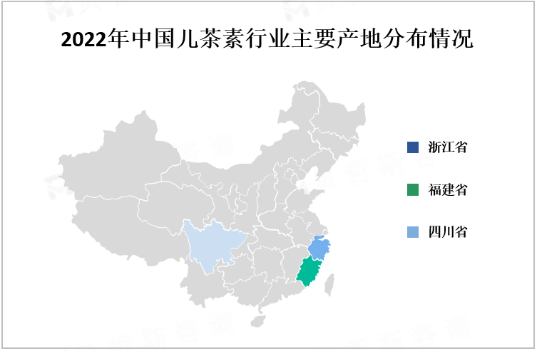 2022年中国儿茶素行业主要产地分布情况