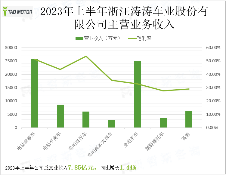 2023年上半年浙江涛涛车业股份有限公司主营业务收入