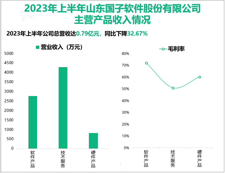 2023年上半年山东国子软件股份有限公司主营产品收入情况