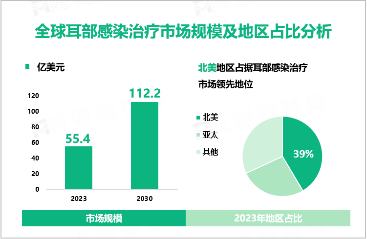 全球耳部感染治疗市场规模及地区占比分析