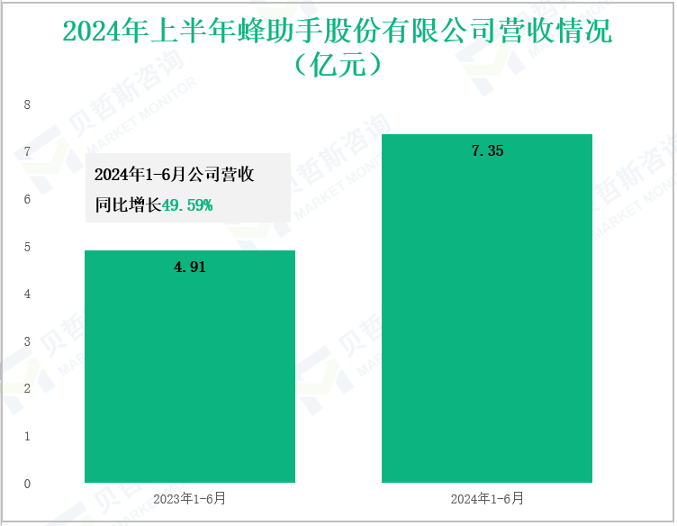 2024年上半年蜂助手股份有限公司营收情况(亿元)