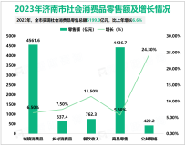 2023年济南市实现社会消费品零售总额5199.0亿元，比上年增长6.6%