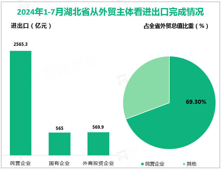 2024年1-7月湖北省从外贸主体看进出口完成情况