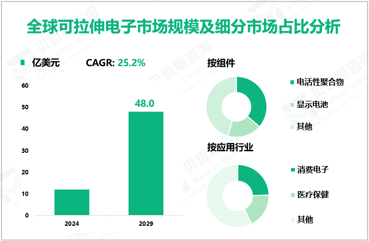 全球可拉伸电子市场规模及细分市场占比分析