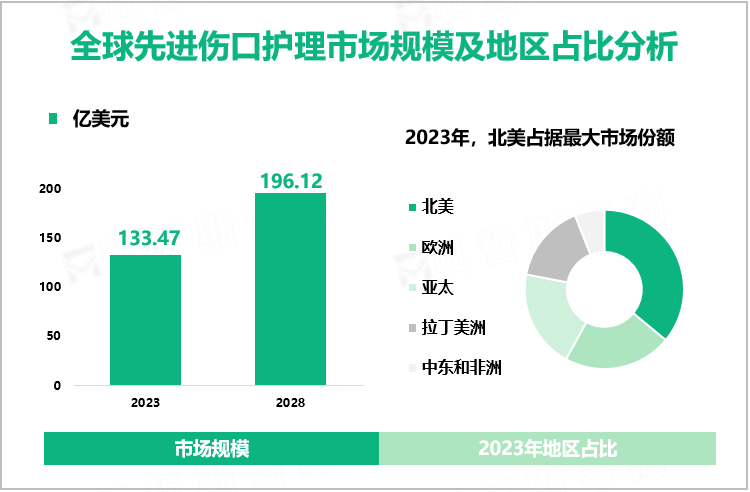 全球先进伤口护理市场规模及地区占比分析