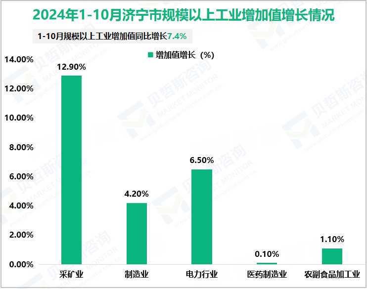 2024年1-10月济宁市规模以上工业增加值增长情况