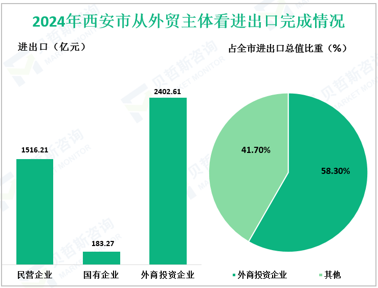 2024年西安市从外贸主体看进出口完成情况