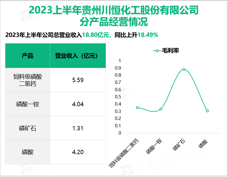 2023上半年贵州川恒化工股份有限公司 分产品经营情况