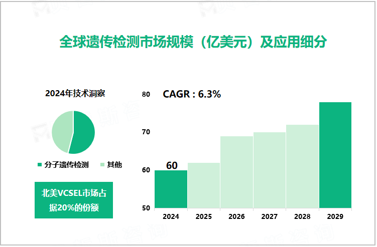 全球遗传检测市场规模（亿美元）及应用细分