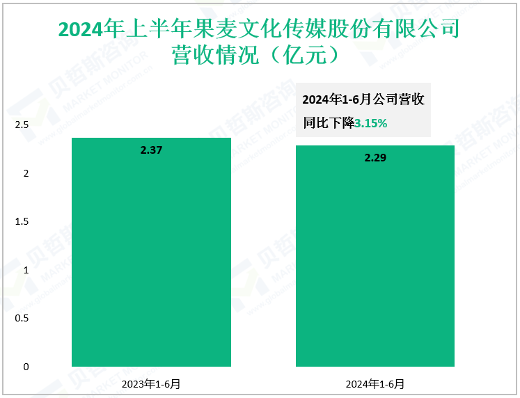 2024年上半年果麦文化传媒股份有限公司营收情况（亿元）