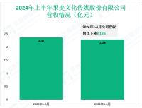 果麦文化传媒致力于文化产品与服务市场，其2024上半年营收为2.29亿元