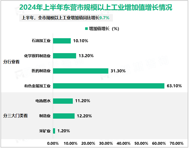 2024年上半年东营市规模以上工业增加值增长情况