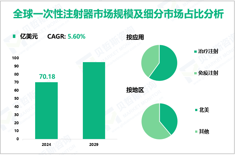 全球一次性注射器市场规模及细分市场占比分析