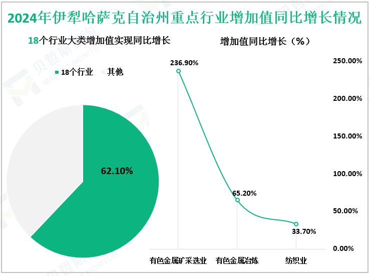 2024年伊犁哈萨克自治州重点行业增加值同比增长情况