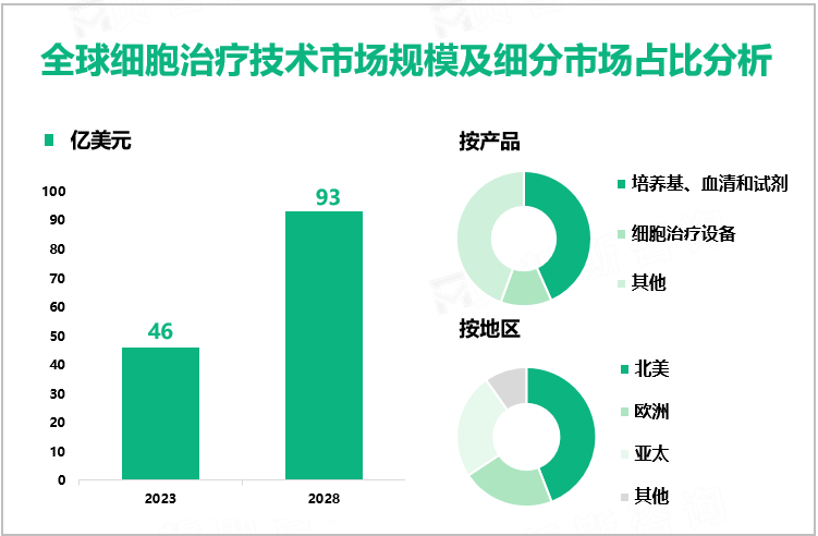 全球细胞治疗技术市场规模及细分市场占比分析