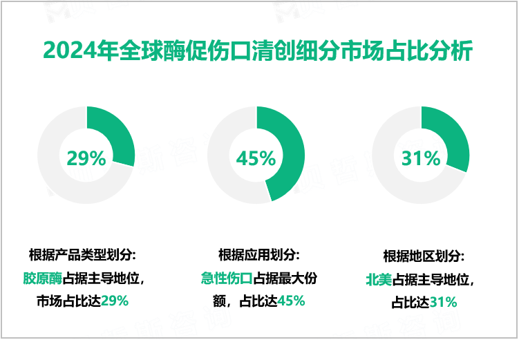 2024年全球酶促伤口清创细分市场占比分析