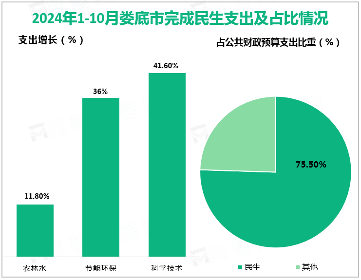 2024年1-10月娄底市完成民生支出及占比情况