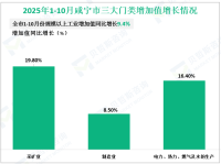 2025年1-10月咸宁市规模以上工业增加值同比增长9.4%