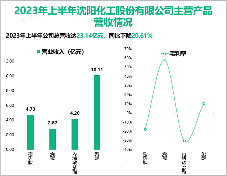 2023年上半年沈阳化工股份有限公司主营产品营收情况