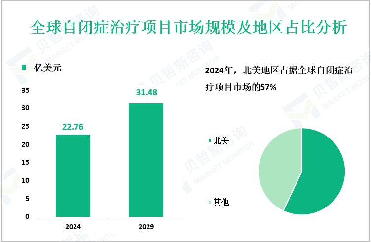 全球自闭症治疗项目市场规模及地区占比分析