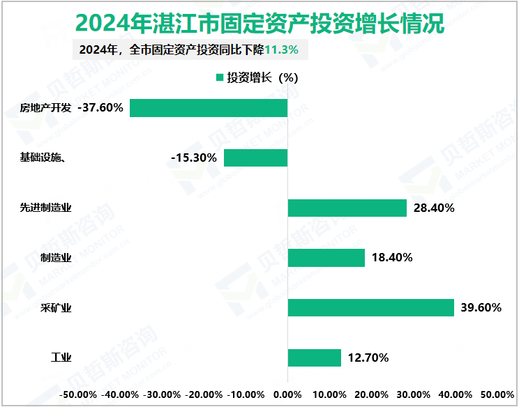 2024年湛江市固定资产投资增长情况