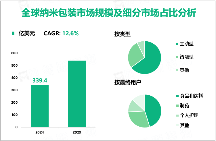 全球纳米包装市场规模及细分市场占比分析