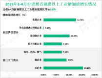 2025年1-4月份贵州省规模以上工业增加值同比增长9.8%