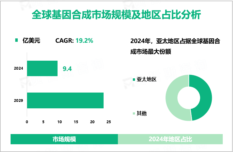 全球基因合成市场规模及地区占比分析