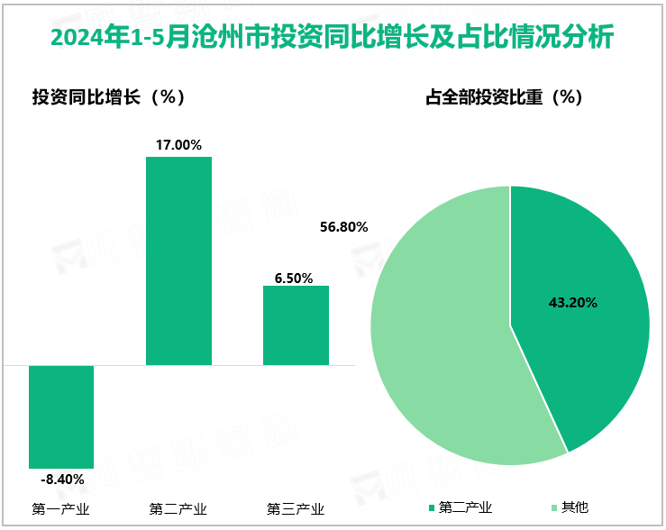 2024年1-5月沧州市投资同比增长及占比情况分析