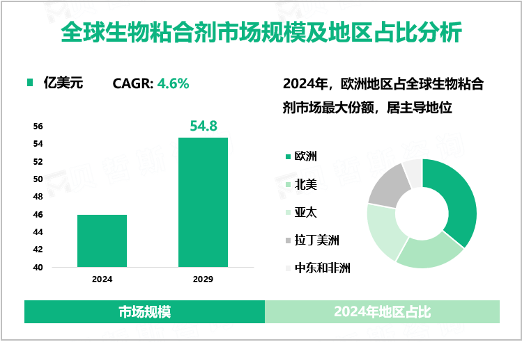 全球生物粘合剂市场规模及地区占比分析