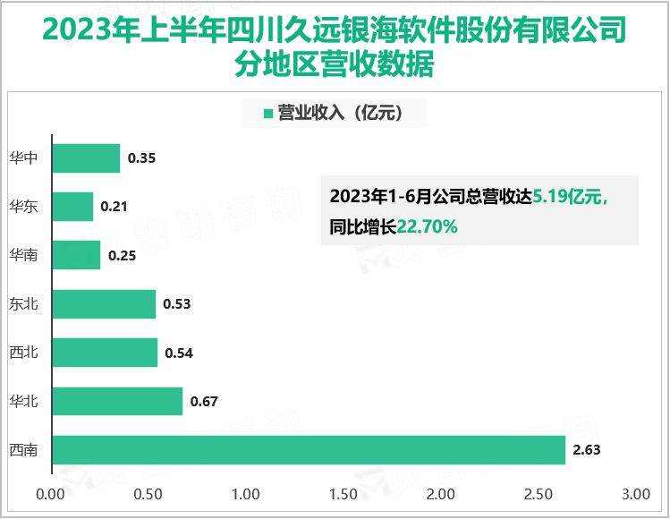 2023年上半年四川久远银海软件股份有限公司分地区营收数据